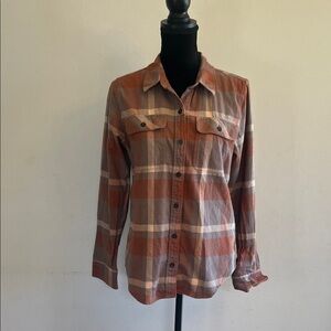 Patagonia Brown and Gray Plaid Shirt